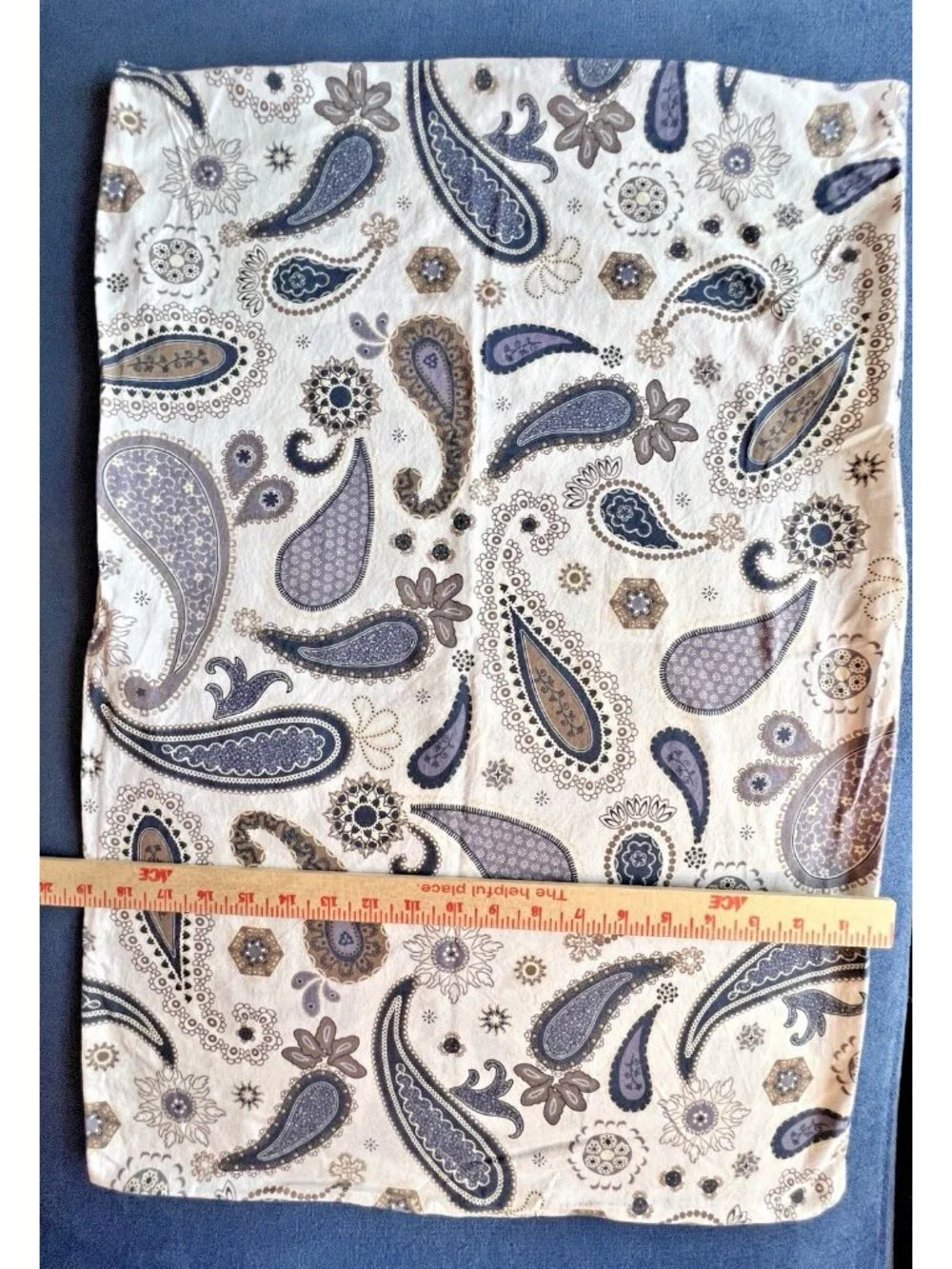 Pair IKEA SOTBLOMSTER Pillowcases BLUE TAN BROWN PAISLEY MEDALLION 100% Cotton